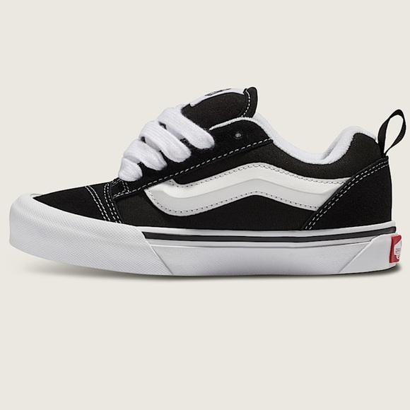 Vans Knu Skool Black and White Low-Top Skate Sneakers - Picture 2 of 14